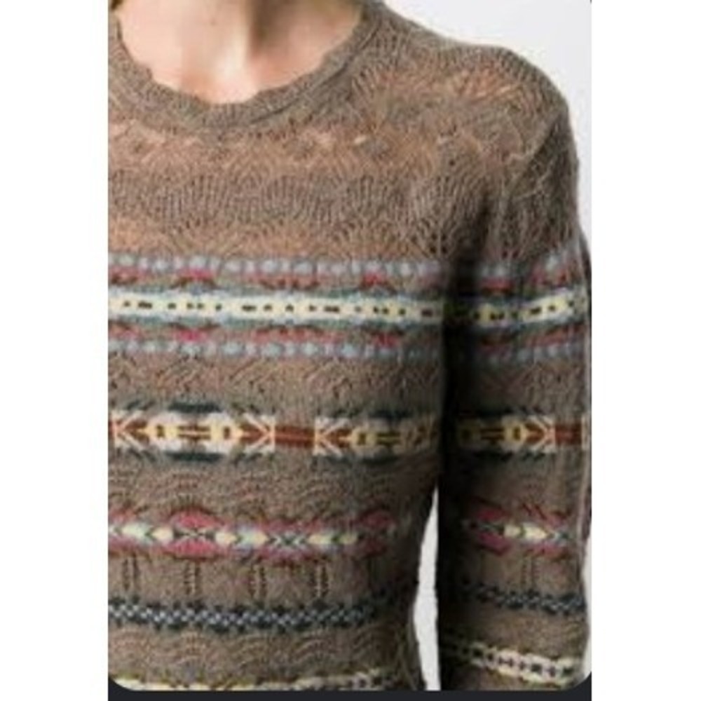 Polo Ralph Lauren Fair Isle Sweater Crochet Knit Southwestern Wool Cashmere M - Picture 5 of 13